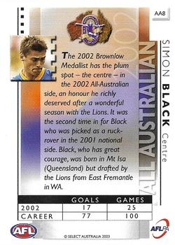 2003 Select XL AFL - All Australian #AA8 Simon Black Back